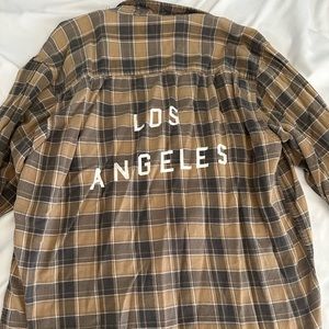 Brandy Melville John Galt brown tan plaid flannel top Los Angeles